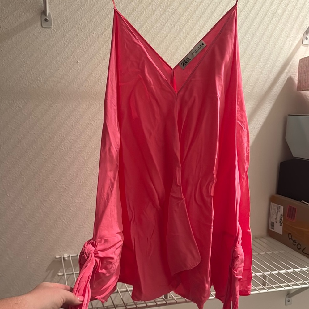 Zara Pink V-Neck Blouse